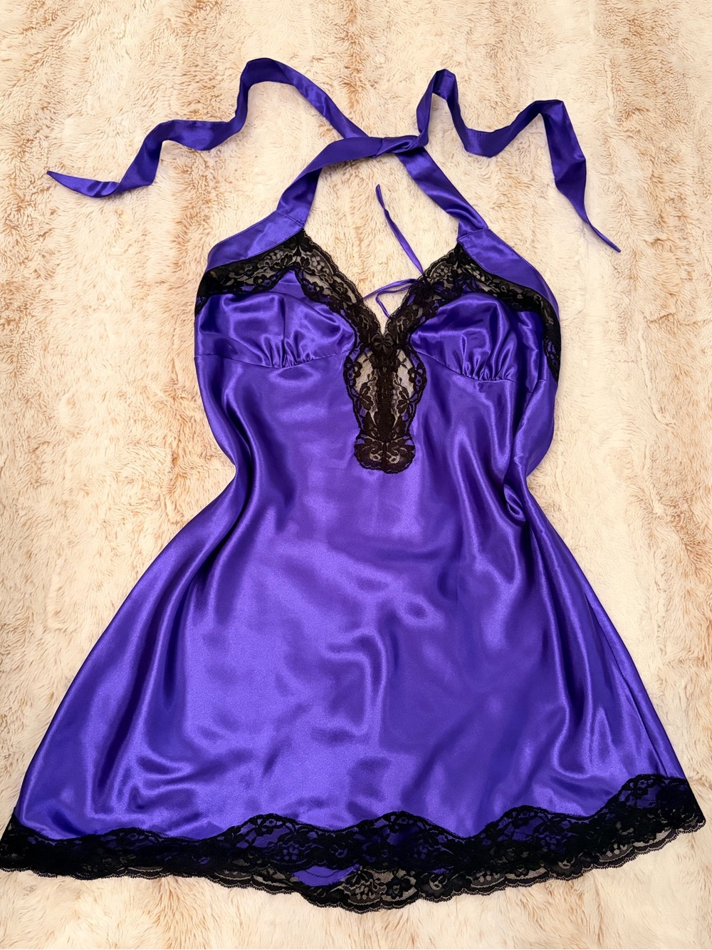 Vintage Y2K Frederick’s of Hollywood Satin Lace Slip Dress Coquette Fairy Grunge
